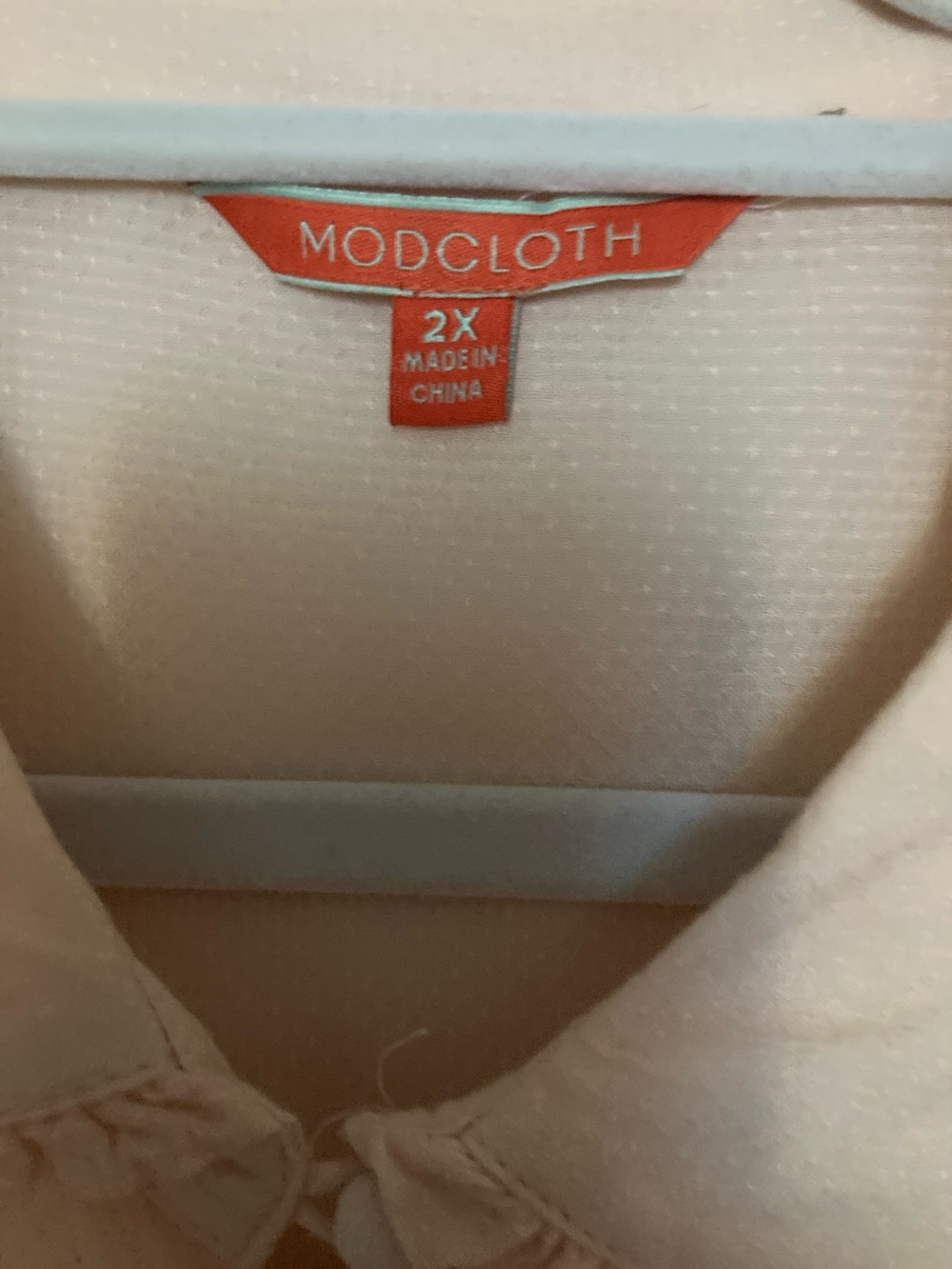 Modcloth Pale Pink Ruffle Collar Button-Front Blouse - Picture 2 of 6
